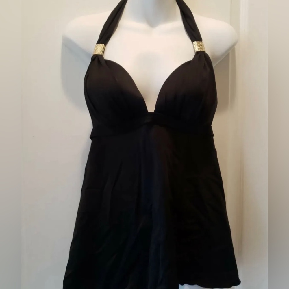 Women’s Venus Goddess Tankini Swimsuit Top Black Size 16